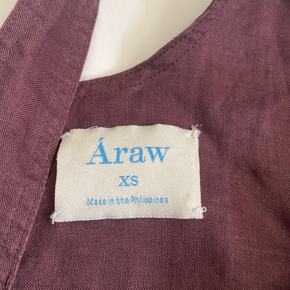 Araw linen burgundy sleeveless crop top X small - Picture 6 of 7